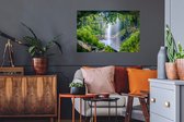 Muursticker - Jungle - Bloemen - Waterval - Wanddecoratie - Stickers - 90x60 cm - Zelfklevend behangpapier - Stickerfolie