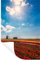 Muurstickers - Sticker Folie - Indrukwekkend tulpenveld in Nederland - 40x60 cm - Plakfolie - Muurstickers Kinderkamer - Zelfklevend Behang - Zelfklevend behangpapier - Stickerfolie