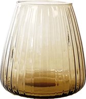 XLBoom Dim Stripe Small Vaas - Glas - Voor Binnen - Licht Amber - 15×15×16,5cm