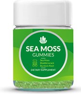 Sea moss gummies - Sea moss - Biologische zeewier gummies - Bevat Iers zeemos + kliswortel + blaaswier - 60 gummies voor een sterker immuunsysteem, gezondere huid en haar, detox - geweldig voor kinderen en volwassenen