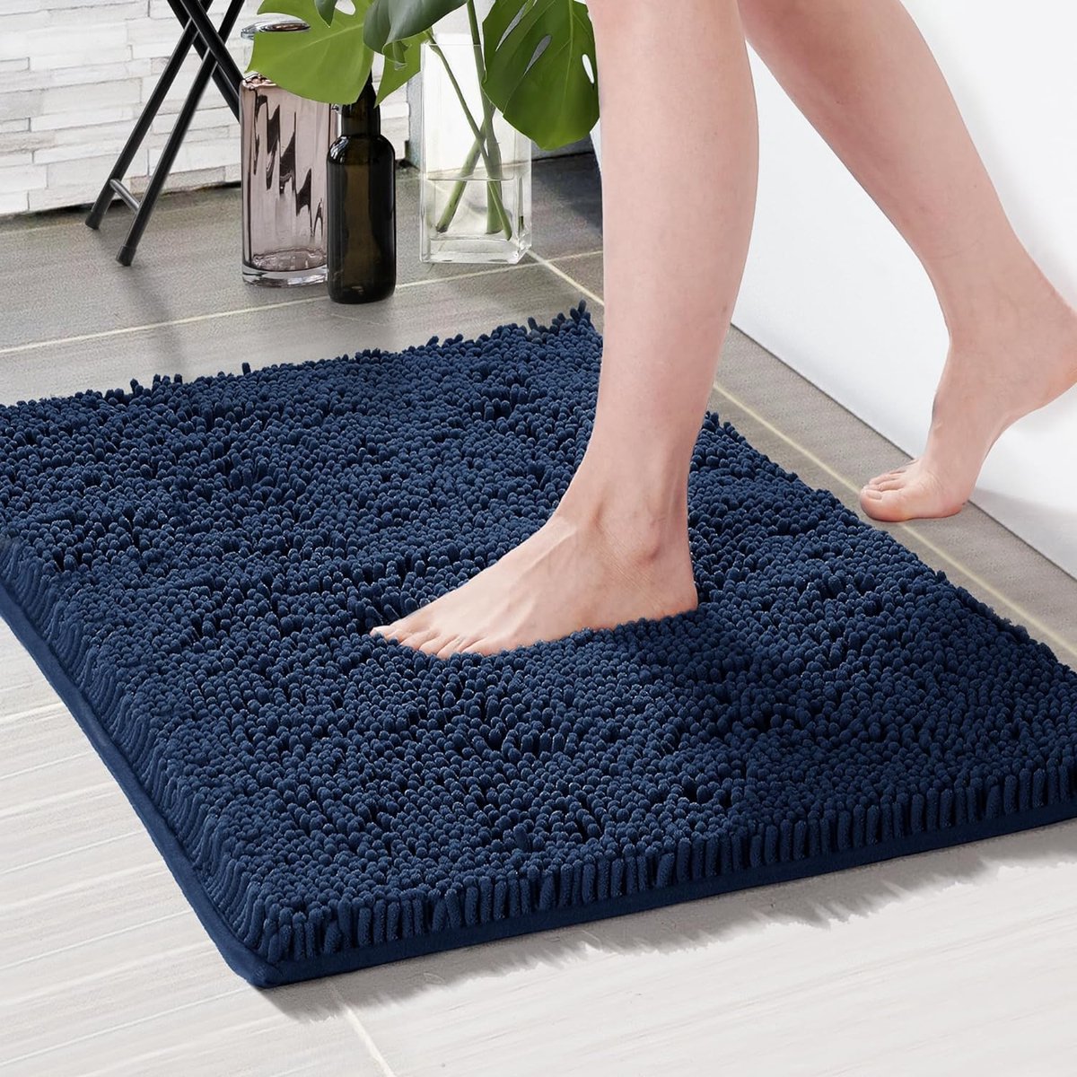 Badmat, douchemat, waterabsorberende badmat, 50 x 80 cm, donkerblauw, 1 stuk