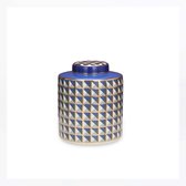 SSan Naila-Girih-Gemberpot-Vazen-Decoratieve Jar-Deksel-Geometrisch motief-Blauw-Wit-Goud-Zwart-Porselein