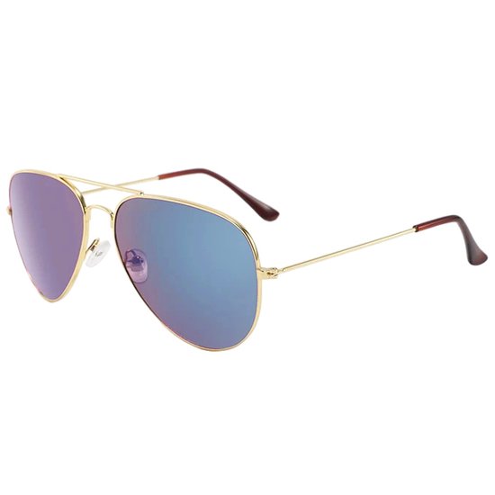 Fako Fashion® - Piloten Zonnebril - Pilotenbril - Piloot Zonnebril - Heren Zonnebril - Dames Zonnebril - Goud - Blauw van Fako Fashion® — afbeelding 2