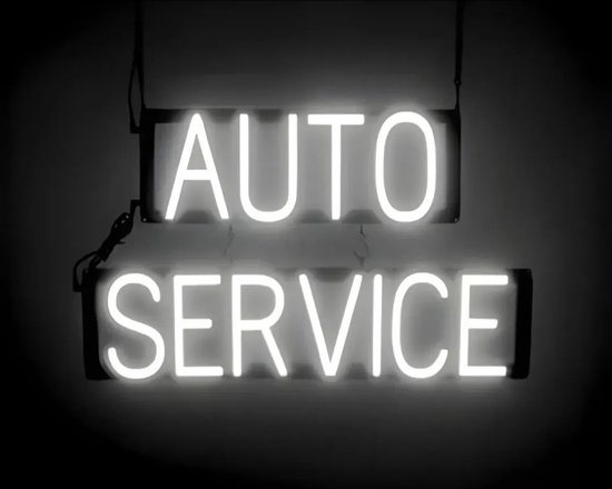 AUTO SERVICE - Lichtreclame Neon LED bord verlicht | SpellBrite | 63 x 38 cm | 6 Dimstanden - 8 Lichtanimaties | Reclamebord neon verlichting
