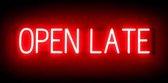 OPEN LATE - Lichtreclame Neon LED bord verlicht | SpellBrite | 84 x 16 cm | 6 Dimstanden - 8 Lichtanimaties | Reclamebord neon verlichting