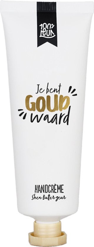 100%LEUK - Handcrème tube 75ML – Je bent goud waard | Cadeau voor vrouw