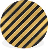 WallCircle - Wandcirkel ⌀ 120 - Patronen - Strepen - Goud - Zwart - Ronde schilderijen woonkamer - Wandbord rond - Muurdecoratie cirkel - Kamer decoratie binnen - Wanddecoratie muurcirkel - Woonaccessoires XXL