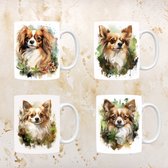 Chihuahua mokken set van 4, servies voor hondenliefhebbers, hond, thee mok, beker, koffietas, koffie, cadeau, moeder, oma, pasen decoratie, kerst, verjaardag