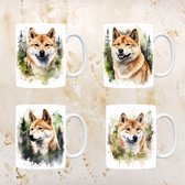 Shiba Inu mokken set van 4, servies voor hondenliefhebbers, hond, thee mok, beker, koffietas, koffie, cadeau, moeder, oma, pasen decoratie, kerst, verjaardag