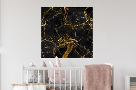 Stickers Stickers muraux - Marbre - Goud - Zwart - Glitter - 80x80 cm - Feuille adhésive