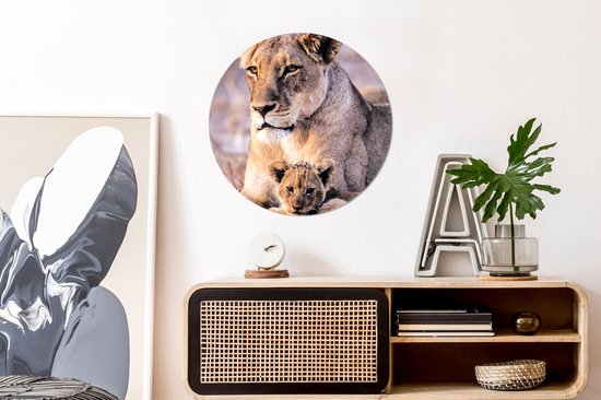 Wall Circle - Wall Circle - Lionne - Lion - Cub - Aluminium - ⌀ 60 cm - Intérieur et Extérieur