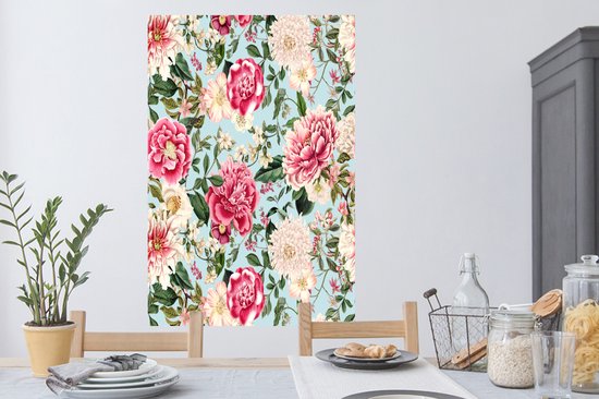 Stickers muraux - Fleurs - Rose - Motif - 80x120 cm - Film Adhésif