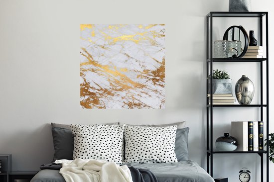 Stickers muraux - Film autocollant - Marbre - Motifs - Or - 100x100 cm - Film adhésif - Stickers muraux chambre d'enfant - Papier peint autocollant XXL - Papier peint autocollant - Film autocollant