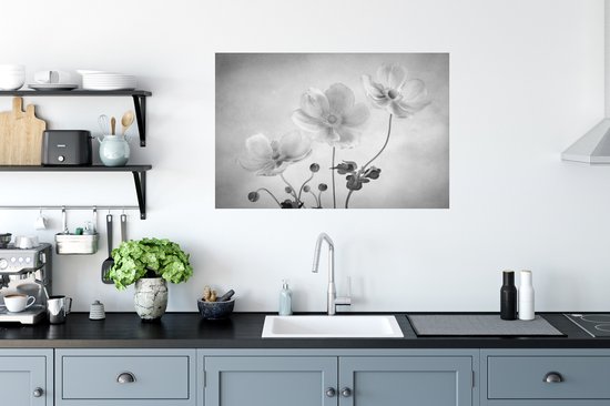 Stickers Stickers muraux - Nature morte - Zwart - Wit - Fleurs - 90x60 cm - Feuille adhésive