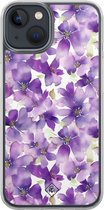 Casimoda® hoesje - Geschikt voor iPhone 13 Mini - Floral Violet - 2-in-1 case - Schokbestendig - Bloemen - Verhoogde randen - Paars, Transparant