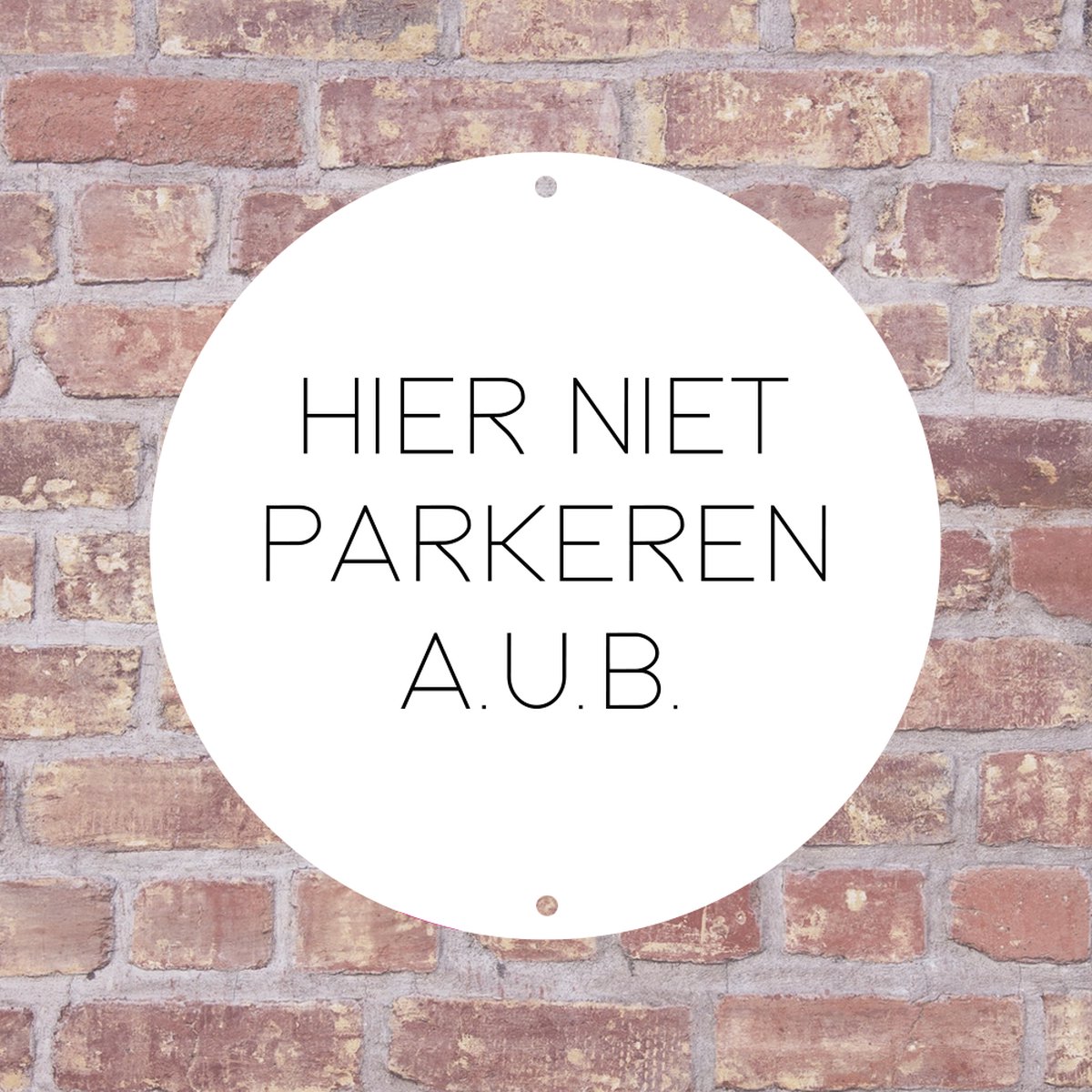 Label2X - Bordje Hier niet parkeren a.u.b. 20 x 20 cm - Wit met zwarte tekst - Zonder boorgaatjes - deurbord