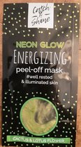 Catch & shine peel-off mask neon glow energizing illuminated skin - facial masker - kalmerend gezichtsmasker - groen - cactus & lotus flower - 10 ml