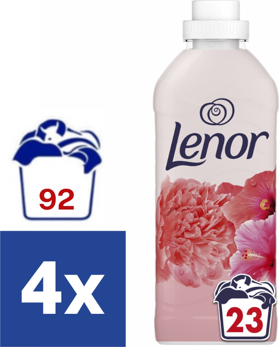 Goedkoopste Lenor Pioenroos & Hibiscus Wasverzachter - 4 x 483 ml (92 wasbeurten