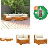 vidaXL Ensemble de salon 7 pièces avec coussins Ensemble de jardin en bois d'acacia massif comprenant un nettoyant et un assainisseur pour bois