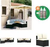 vidaXL 5 delige Loungeset met kussens poly rattan zwart Tuinset Inclusief Onderhoudsset