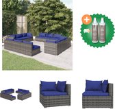 vidaXL 12 delige Loungeset met kussens poly rattan grijs Tuinset Inclusief Onderhoudsset