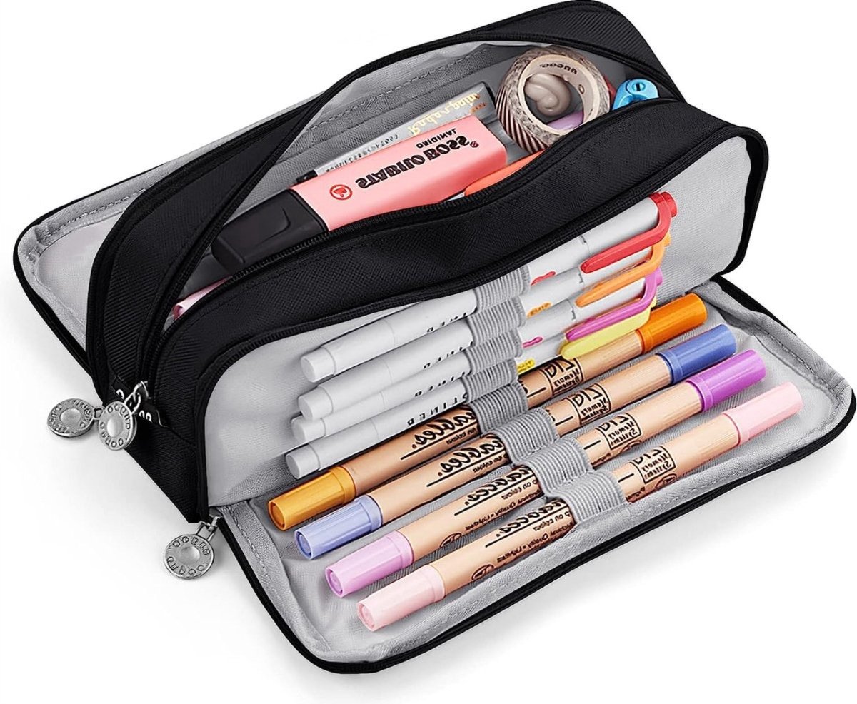 Trousse Scolaire 2 Compartiments Chat Remplie 27 Pièces + Cahier - Goldkids Fille Garçon