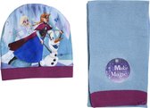 Ensemble d'hiver Disney La Frozen des Neiges Anna et Elsa Filles Acryl Blauw Mauve 2 pièces Taille unique cadeau parfait