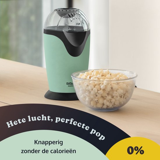 JAP Appliances Happy Pops - Retro popcorn machine (2-3 personen) 1200W - Inclusief maat- en botersmeltlepel - Klaar binnen 3 minuten - Zonder olie - Groen — afbeelding 2