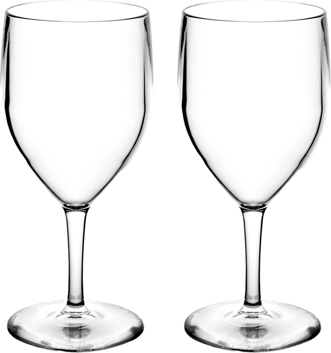 RBDRINKS Wijnglazen - Kunststof Wijnglazen - Wijnglazen Set - Witte Wijnglazen - Camping Glazen - Kunststof Glazen - Plastic Glazen - 27cl - Transparant - 2 Stuks