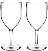 RBDRINKS Wijnglazen - Kunststof Wijnglazen - Wijnglazen Set - Witte Wijnglazen - Camping Glazen - Kunststof Glazen - Plastic Glazen - 27cl - Transparant - 2 Stuks
