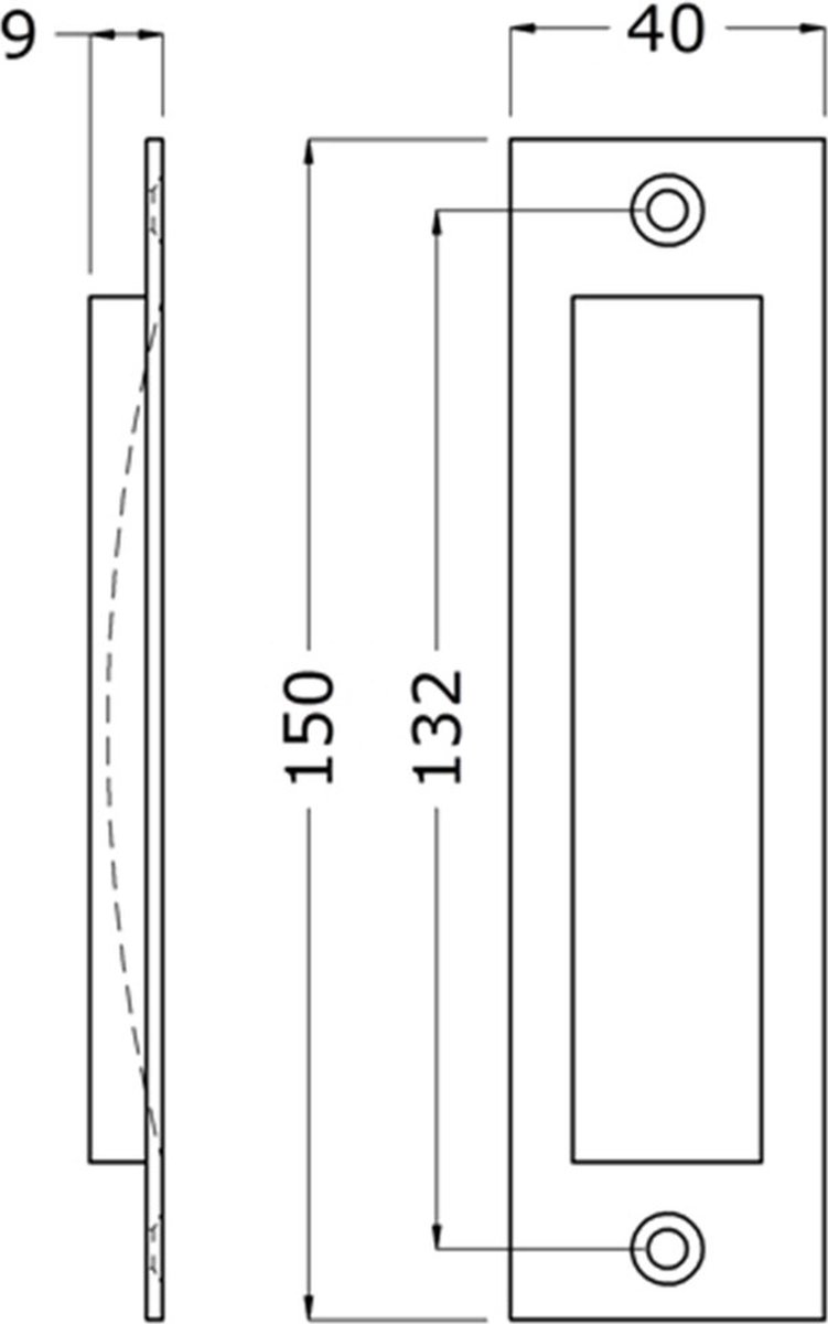 Hermeta SCHUIFDEURKOM 150X40 MM, RECHT ZWART (4558-70E)