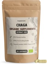 Cupplement - Chaga Extract Capsules 60 Stuks - 20:1 Extract - Biologisch - 400 MG Per Capsule - Geen Poeder - Supplement - Superfood - Mushroom - Paddenstoel