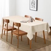 Waterdicht tafelkleed voor keuken, eetkamer, outdoor, stofdicht, vlek- en kreukbestendig, wasbaar tafelkleed voor woonkamer, 135 x 200 cm, beige