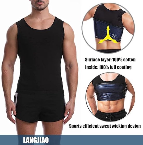 Debardeur de sudation pour hommes gilet minceur fitness gilet de Sauna pour hommes T shirt effet sauna shaper perte de poids body shaper