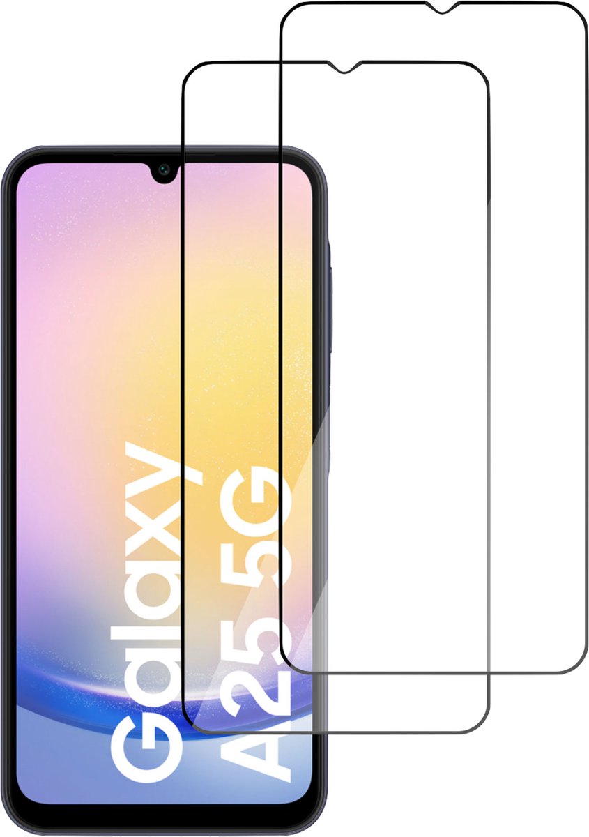 2x Screenprotector geschikt voor Samsung Galaxy A25 - Gehard Glas - Full Proteqt+