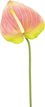 Kunstbloemen - Nepbloemen - Anthurium - Zijde - Groen/Roze - 68 cm
