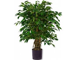 Kunstplant Ficus Liana 120 Cm - Zijden Kunstplant - Groene Bladeren - Houten Stam - Kamerplant / Kantoorplant