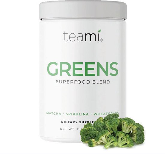 Teami Greens Superfood Poeder - Matcha, Tarwegras & Spirulina - Je dagelijkse boost vitaliteit - 320 gram