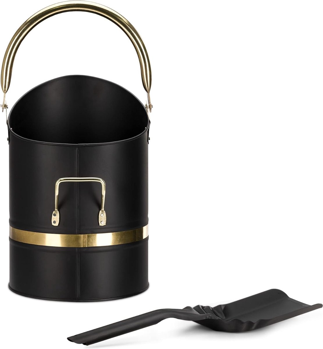 Goedkoopste Haard As Emmer - Zwarte Emmer met Handvat en Schep voor Vuur As Houtskool - Kolen - Accessoires voor Thuis