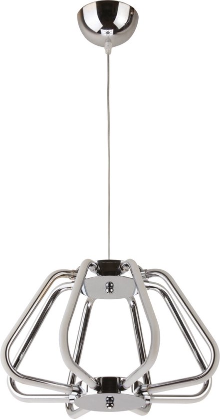 Lampe à Suspension LED - Phoena - Industrielle - 38W - Wit Naturel 4000K - Ovale - Aluminium Chrome Brillant