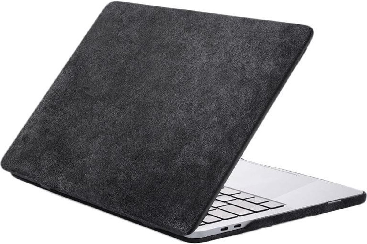 ALCANSIDE® Macbook Air Nieuwe M2 2022 Hoesje - Geschikt voor Apple MacBook Air 13,6 Inch (M1/M2 Chip) Case - Gemaakt van Alcantara Leer - Zwart Grijs (Space Grey)