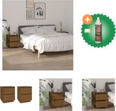 vidaXL Nachtkastjes 2 st 40x35x50 cm massief grenenhout honingbruin - Kast - Inclusief Houtreiniger en verfrisser