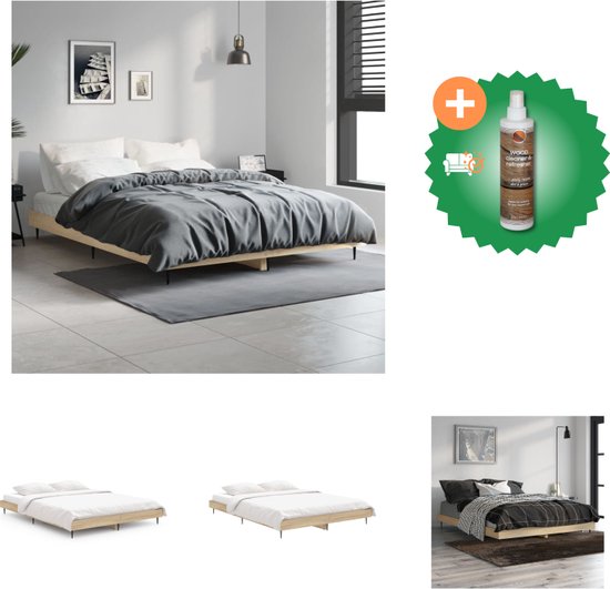 vidaXL - Bed frame met lattenbodem - Zwart - Metaal - 180x200 cm | Leen Bakker