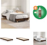 vidaXL Bedframe bewerkt hout gerookt eikenkleurig 75x190 cm - Bed - Inclusief Houtreiniger en verfrisser