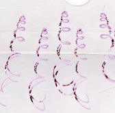 Hangende spiralen slinger roze, 6 stuks, roze decoratie, spiralen, folie, slinger, hangende werveldecoraties, voor bruiloften, verjaardag, Kerstmis, decoratie, feestdecoratie