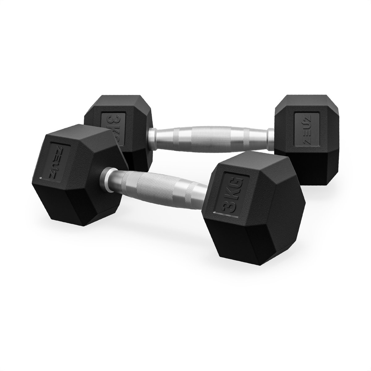 ZEUZ Hexa Dumbbells Set 2 x 3 KG – Dumbell - Hexagon Gewichten Dumbbellset – Krachttraining Dumbellset voor CrossFit & Fitness