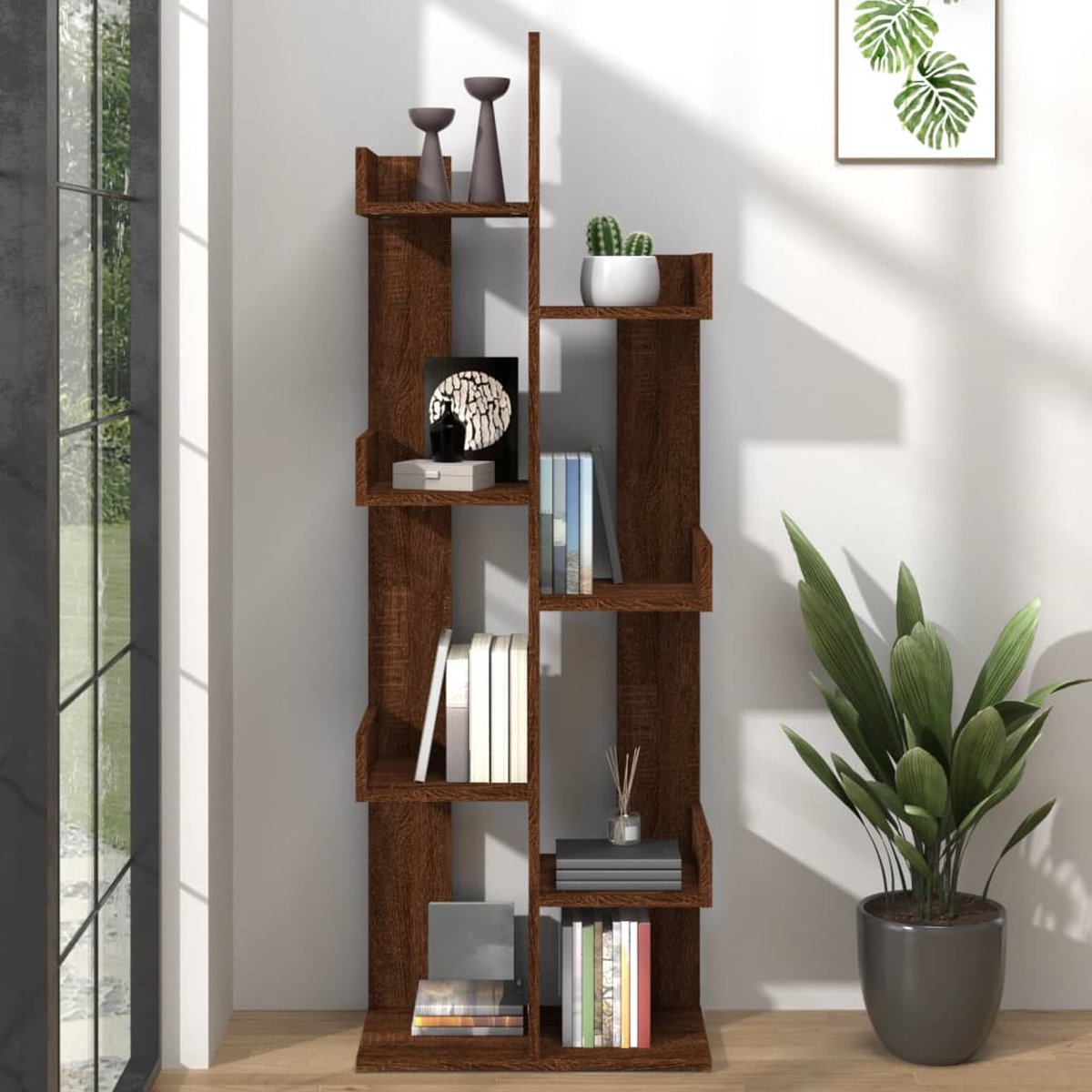 vidaXL - Boekenkast met 3 vakken - Sonoma eiken - Bewerkt hout - 80x24x109 cm | Leen Bakker
