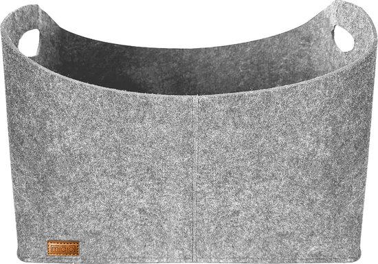 DuneDesign Vilten Tas Tot 25kg - XL Vilten Mand Voor Brandhout Shopper Boodschappentas Grijs Rood