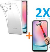 Silicone hoesje transparant met 2 Pack Tempered glas Screen Protector Geschikt voor: Samsung Galaxy A24 / A25 5G/4G