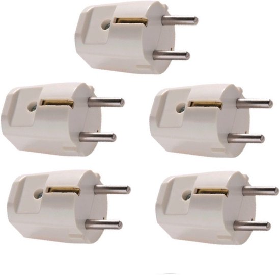 Bakeliet Stekker met Randaarde - Recht - 16A 230V - Crème Wit - Per 5 ...